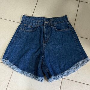 Denim Frayed Hem Women Shorts